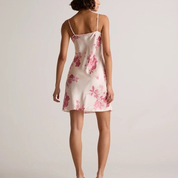 NWT Quince 100% Washable Silk Mini Slip Dress/Nightgown. Large. Pink Bouquet. - Picture 11 of 14